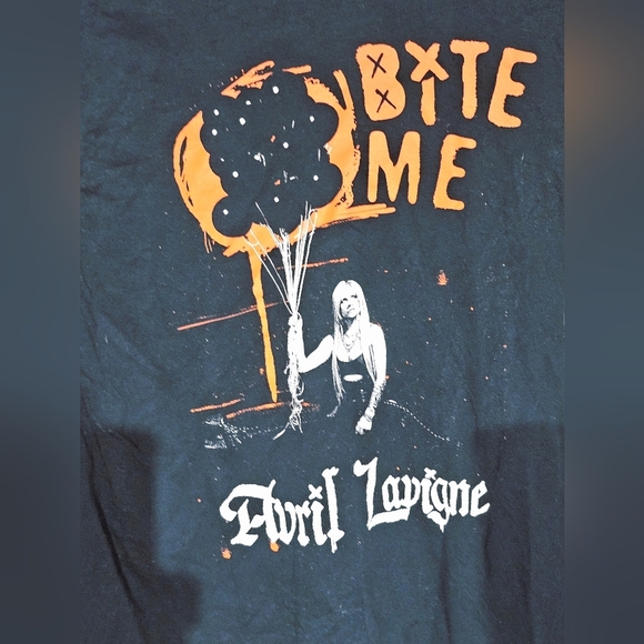 Avril Lavigne Bite Me Tour European Date Black Tee Shirt Size M - Picture 3 of 4
